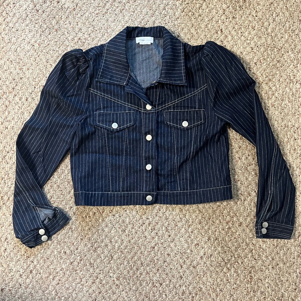 Lovers + Friends Pinstripe Denim Jacket - Picture 3 of 10